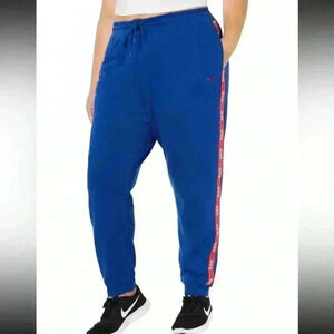 Nike Women's Plus Size Logo Side‎ Stripe Joggers Sweatpants 1X Blue Pockets NWT